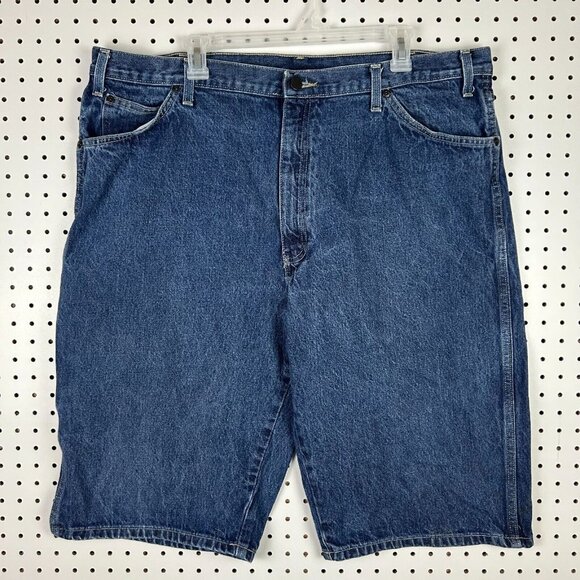 Dickies Work Wear Baggy Jean Shorts Sz 40 Blue Grunge Jorts Wide Leg‎ Skate Y2K - Picture 4 of 6